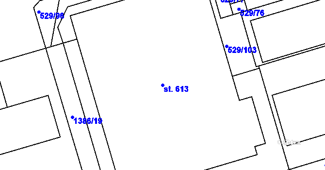 Parcela st. 613 v KÚ Prštné, Katastrální mapa