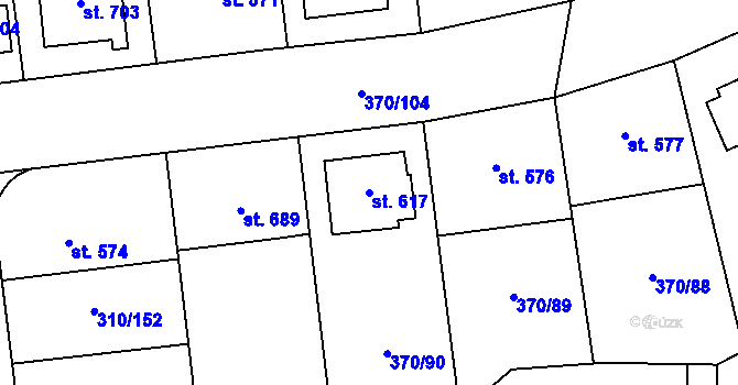 Parcela st. 617 v KÚ Prštné, Katastrální mapa