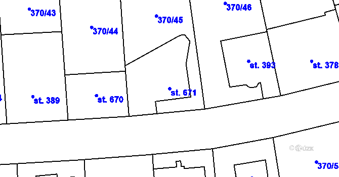 Parcela st. 671 v KÚ Prštné, Katastrální mapa
