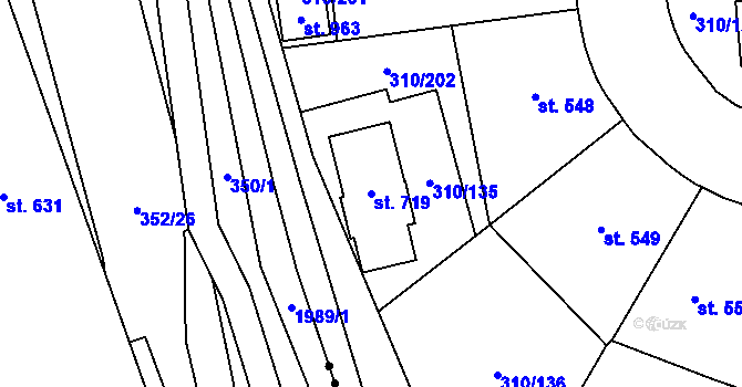Parcela st. 719 v KÚ Prštné, Katastrální mapa