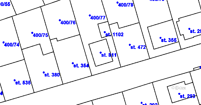 Parcela st. 811 v KÚ Prštné, Katastrální mapa