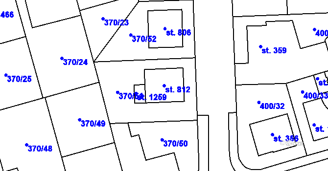 Parcela st. 812 v KÚ Prštné, Katastrální mapa