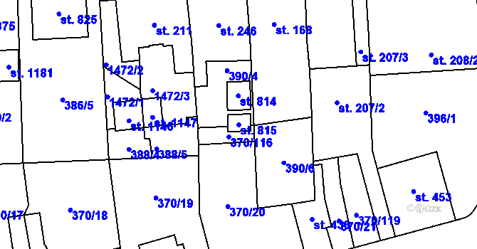 Parcela st. 815 v KÚ Prštné, Katastrální mapa