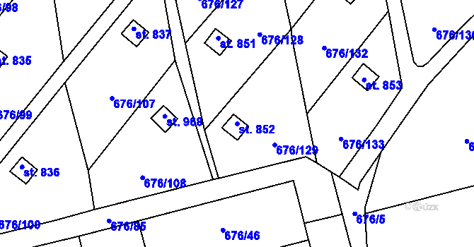 Parcela st. 852 v KÚ Prštné, Katastrální mapa
