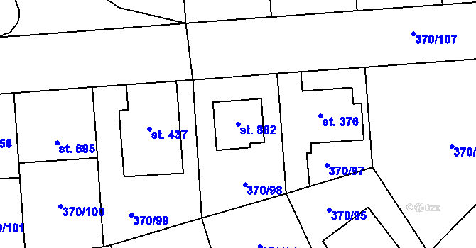Parcela st. 882 v KÚ Prštné, Katastrální mapa