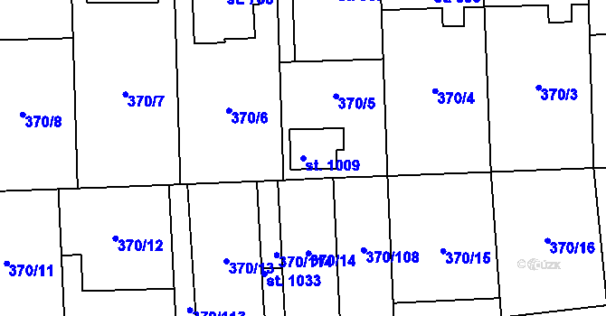 Parcela st. 1009 v KÚ Prštné, Katastrální mapa