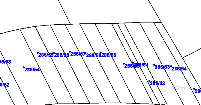 Parcela st. 286/59 v KÚ Prštné, Katastrální mapa