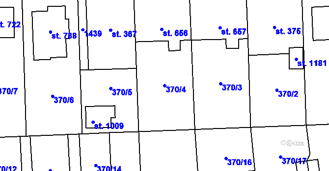 Parcela st. 370/4 v KÚ Prštné, Katastrální mapa
