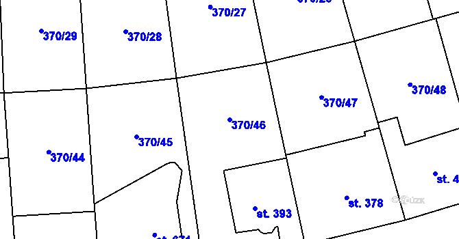 Parcela st. 370/46 v KÚ Prštné, Katastrální mapa