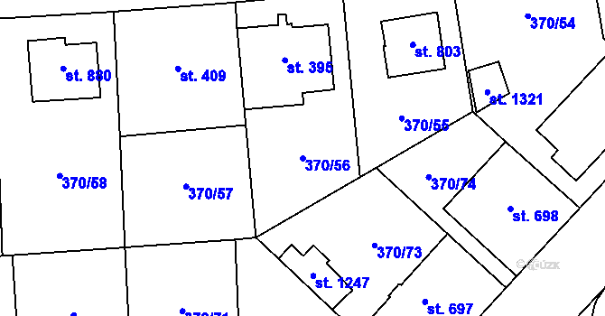 Parcela st. 370/56 v KÚ Prštné, Katastrální mapa