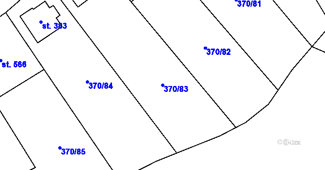 Parcela st. 370/83 v KÚ Prštné, Katastrální mapa