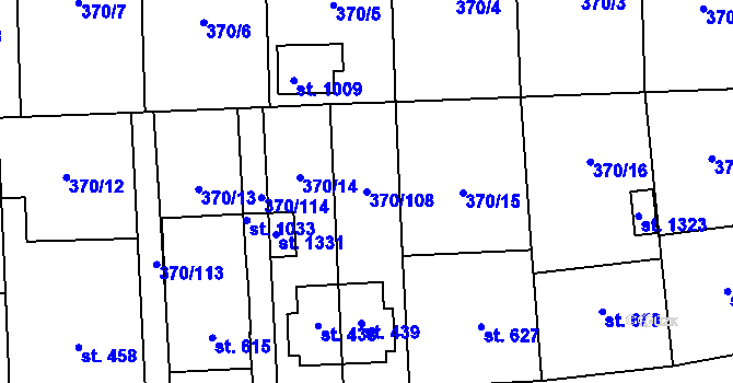 Parcela st. 370/108 v KÚ Prštné, Katastrální mapa