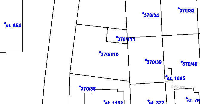 Parcela st. 370/110 v KÚ Prštné, Katastrální mapa