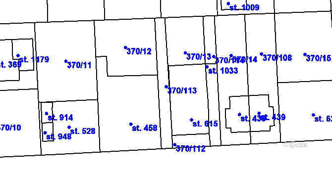 Parcela st. 370/113 v KÚ Prštné, Katastrální mapa