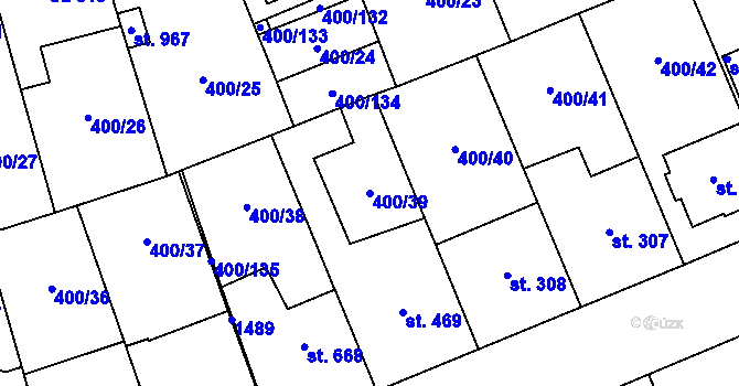 Parcela st. 400/39 v KÚ Prštné, Katastrální mapa