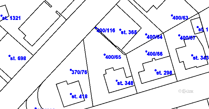 Parcela st. 400/65 v KÚ Prštné, Katastrální mapa