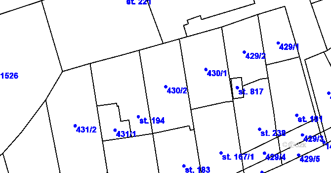 Parcela st. 430/2 v KÚ Prštné, Katastrální mapa