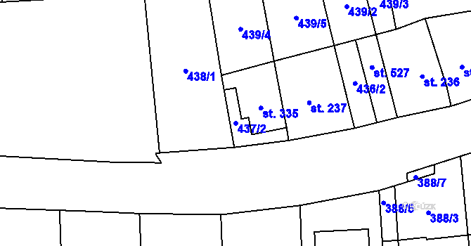 Parcela st. 437/2 v KÚ Prštné, Katastrální mapa