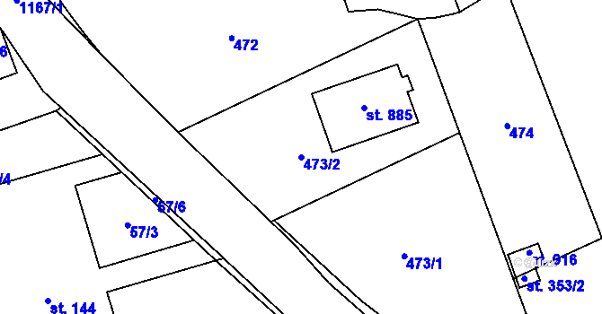 Parcela st. 473/2 v KÚ Prštné, Katastrální mapa