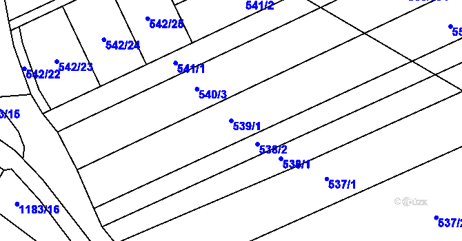 Parcela st. 539/1 v KÚ Prštné, Katastrální mapa