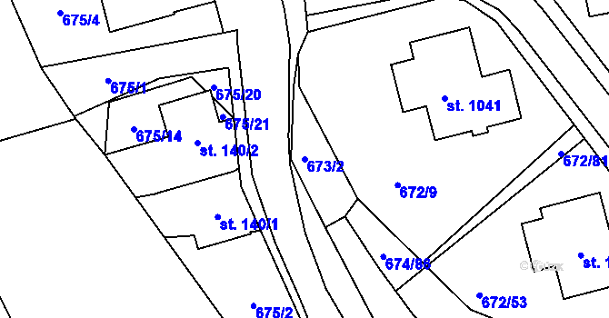 Parcela st. 673/2 v KÚ Prštné, Katastrální mapa
