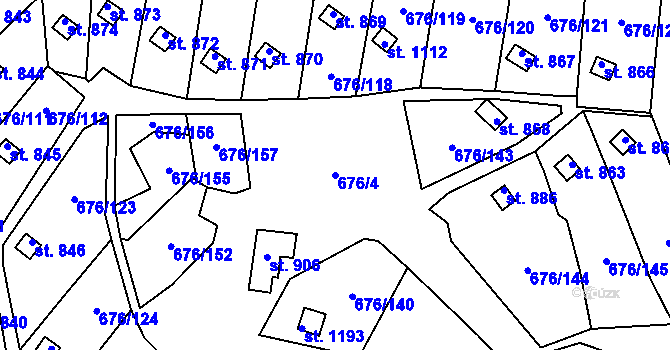 Parcela st. 676/4 v KÚ Prštné, Katastrální mapa