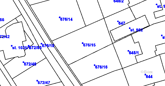 Parcela st. 676/15 v KÚ Prštné, Katastrální mapa