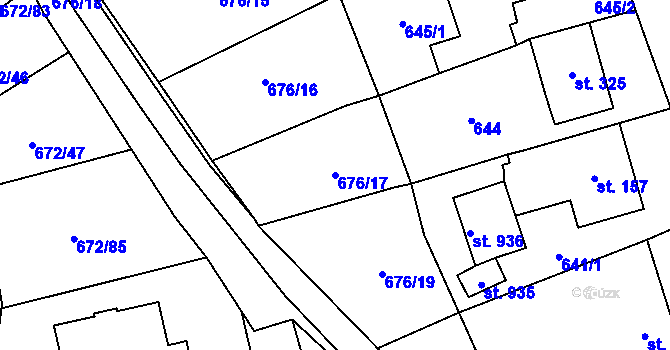 Parcela st. 676/17 v KÚ Prštné, Katastrální mapa