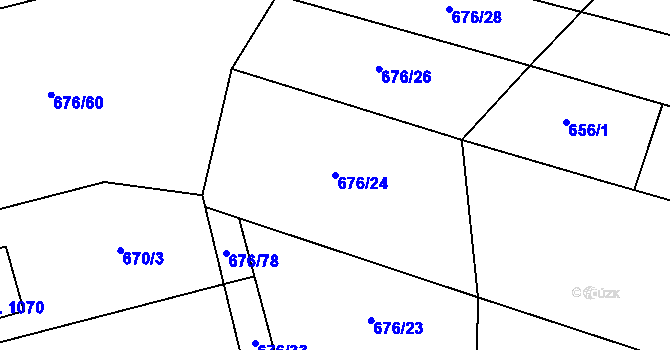 Parcela st. 676/24 v KÚ Prštné, Katastrální mapa