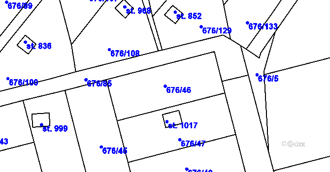 Parcela st. 676/46 v KÚ Prštné, Katastrální mapa