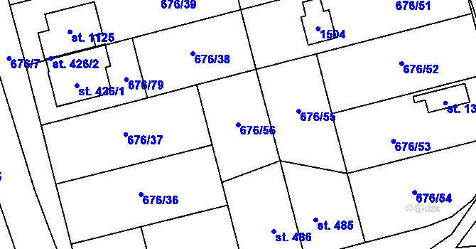 Parcela st. 676/56 v KÚ Prštné, Katastrální mapa