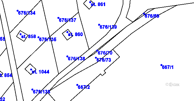 Parcela st. 676/70 v KÚ Prštné, Katastrální mapa