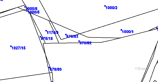 Parcela st. 676/82 v KÚ Prštné, Katastrální mapa
