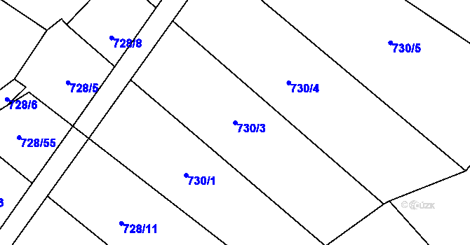 Parcela st. 730/3 v KÚ Prštné, Katastrální mapa