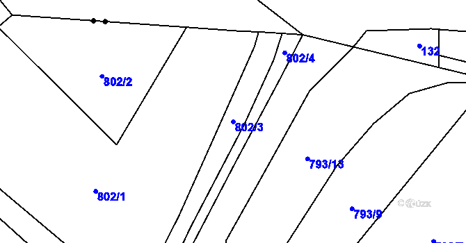 Parcela st. 802/3 v KÚ Prštné, Katastrální mapa