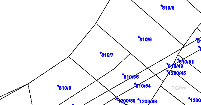 Parcela st. 810/7 v KÚ Prštné, Katastrální mapa