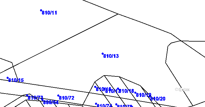 Parcela st. 810/13 v KÚ Prštné, Katastrální mapa