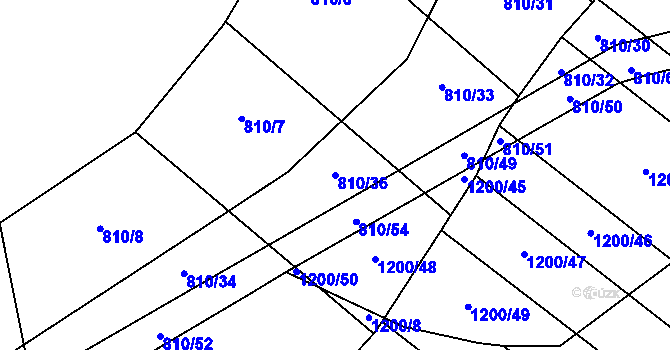 Parcela st. 810/36 v KÚ Prštné, Katastrální mapa