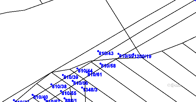 Parcela st. 810/43 v KÚ Prštné, Katastrální mapa