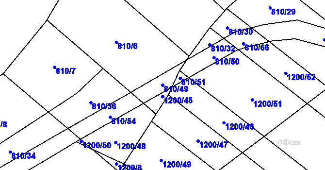Parcela st. 810/49 v KÚ Prštné, Katastrální mapa