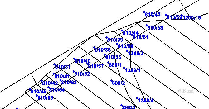 Parcela st. 810/55 v KÚ Prštné, Katastrální mapa