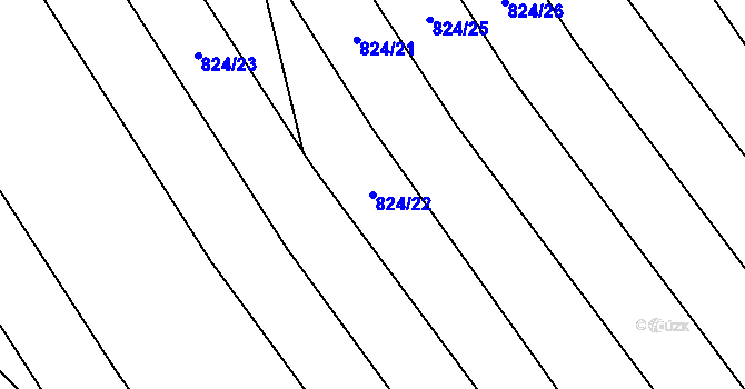Parcela st. 824/22 v KÚ Prštné, Katastrální mapa