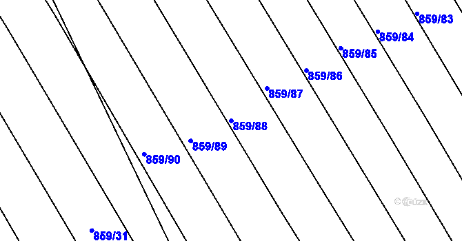 Parcela st. 859/88 v KÚ Prštné, Katastrální mapa