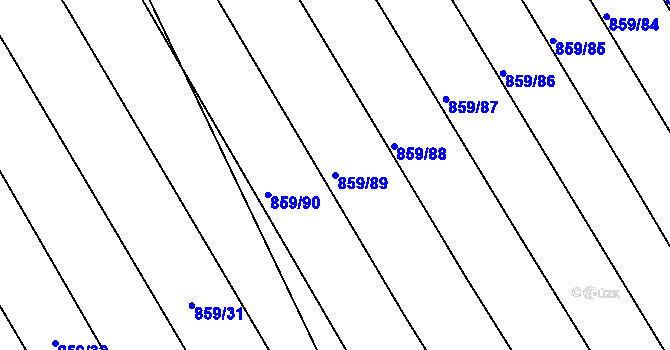 Parcela st. 859/89 v KÚ Prštné, Katastrální mapa
