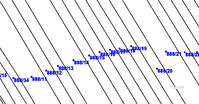 Parcela st. 888/16 v KÚ Prštné, Katastrální mapa