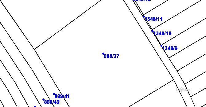 Parcela st. 888/37 v KÚ Prštné, Katastrální mapa