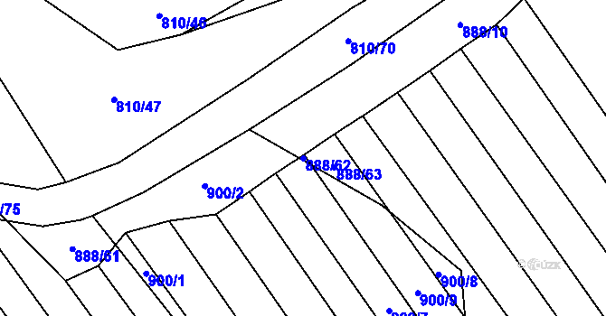 Parcela st. 888/62 v KÚ Prštné, Katastrální mapa