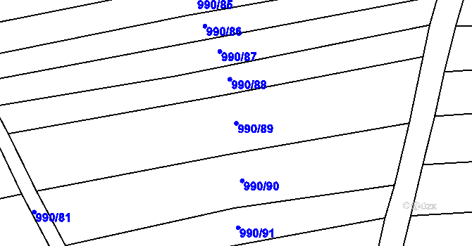 Parcela st. 990/89 v KÚ Prštné, Katastrální mapa