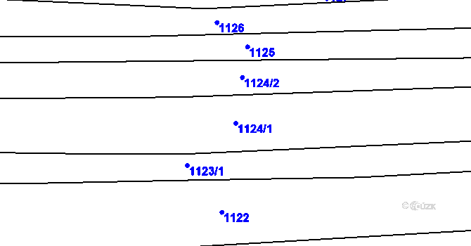 Parcela st. 1124/1 v KÚ Prštné, Katastrální mapa
