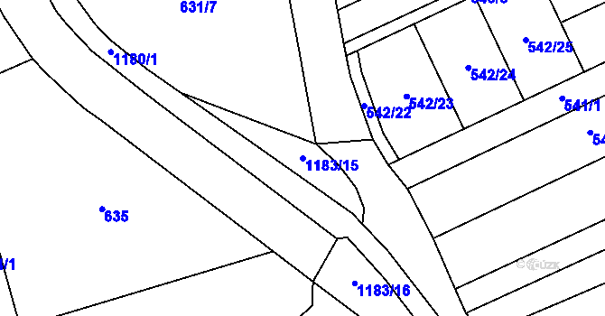 Parcela st. 1183/15 v KÚ Prštné, Katastrální mapa